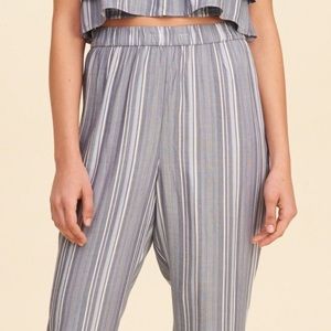 Hollister Linen Pants, Blue/White Stripes, Size Small